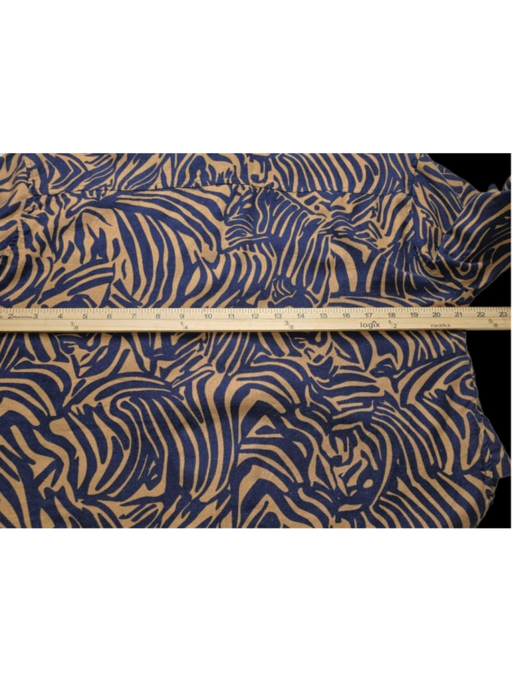 Joie Womens Small Boho Tropical Abstract Print Button Front Blouse Navy Tan - Picture 6 of 7